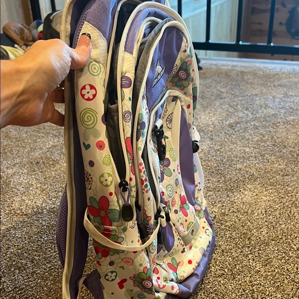 High Sierra Kids Backpack - Purple and Cream Floral - Picture 7 of 8